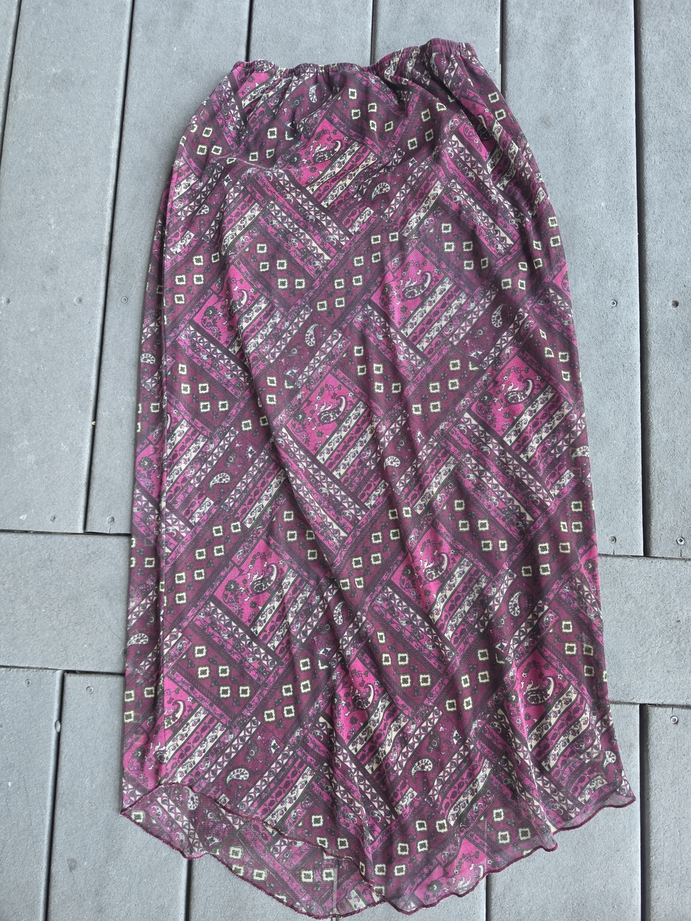 No Boundaries Pink and Brown Geometric Maxi Skirt